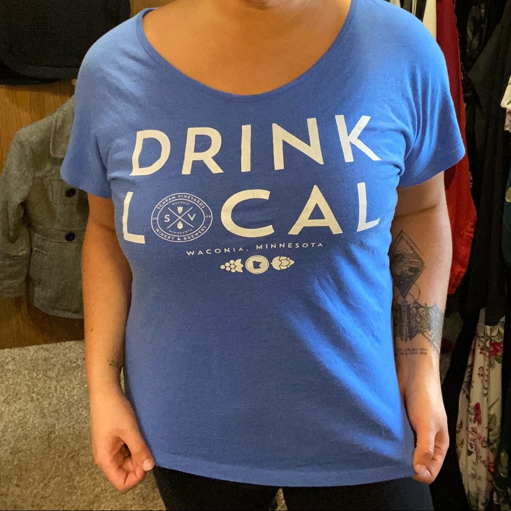 Blue “Drink Local” tee Invictus Brewing Co